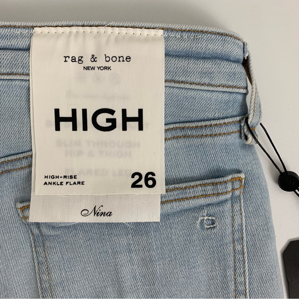 Rag & Bone Nina High Rise Ankle Flare Jeans Light Wash Denim Women’s Size 26 NWT - Picture 15 of 16